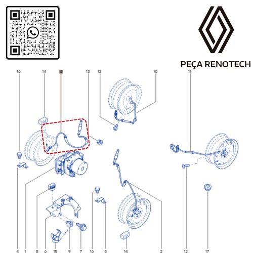 RN 419177-X 479101292R SENSOR DO ABS DIANT. DIRESQ LOG ISAN I 07-14 4